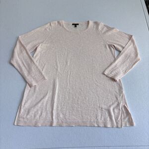 Eileen Fisher Linen Cotton Sweater Tunic Women's L Pale Pink Organic Long Sleeve